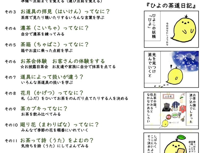 こどものための茶道教室 －ひよこ庵のおちゃ育－